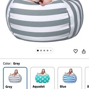 Striped Gray Kids Bean Bag Chair stuffed Animal Storage!